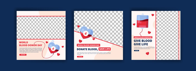 World Blood Donor Day. Education about the importance of donating blood. Banner vector for social media ads, web ads, business messages, discount flyers and big sale banners.
