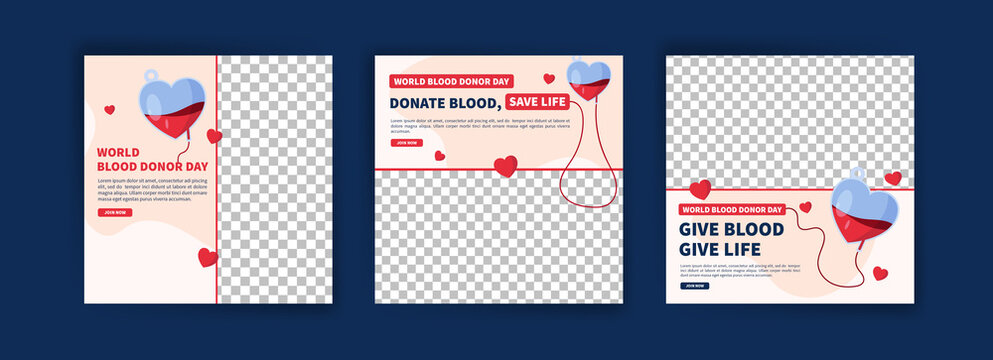 World Blood Donor Day. Education about the importance of donating blood. Banner vector for social media ads, web ads, business messages, discount flyers and big sale banners.