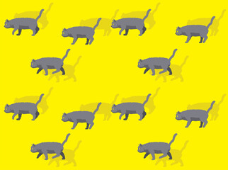 Animal Animation Sequence Cat British Shorthair Cartoon Vector Seamless Wallpaper