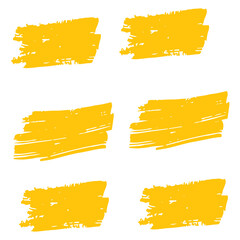 Yellow Brushes Frame. Orange Ink Design. Golden Stroke Acrylic. Golden Brushstroke Distress. Paint Freehand. Paintbrush Splatter. Watercolor Acrylic. Grungy Japanese.
