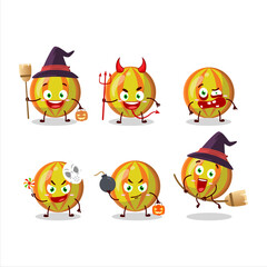 Halloween expression emoticons with cartoon character of yellow candy