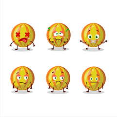 Yellow candy cartoon character with nope expression