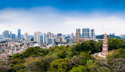 Fototapeta premium Aerial view of Zhongshan Park, Zhongshan City, Guangdong Province, China