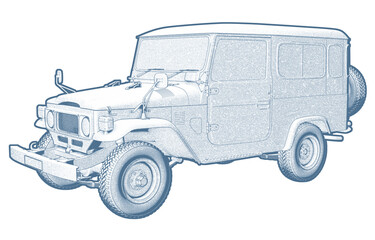 Sketch Illustration of a 4X4 Vehicle.