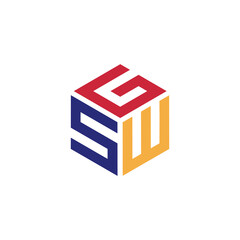 Fototapeta premium Hexagon logo with the letters GSW design