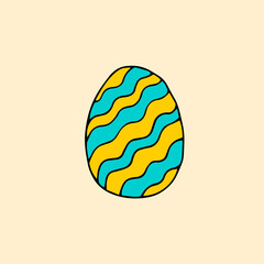 Colorful Easter egg with a pattern. Doodle. Vector. Hand-drawn illustration.