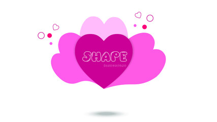 Set of colored hearts with shadow on white background.Set of isolated abstract aqua spot with gradient or dynamic color.Abstract liquid shape.Fluid design.Isolated gradient waves with geometric lines