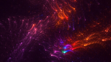 3D rendering abstract multicolor fractal light background