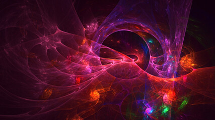 3D rendering abstract multicolor fractal light background