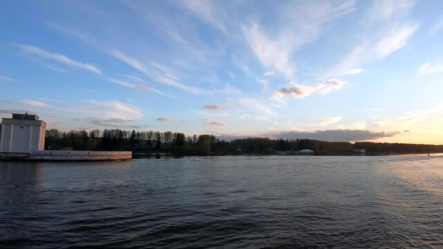 sunset over the river
