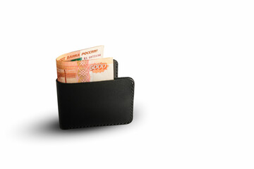 Black wallet with money