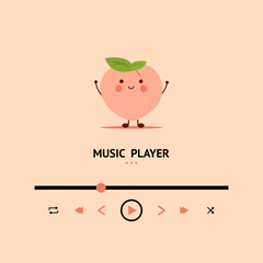 Mobile App UI Design. Music player. Peach playlist. Relaxing music background.