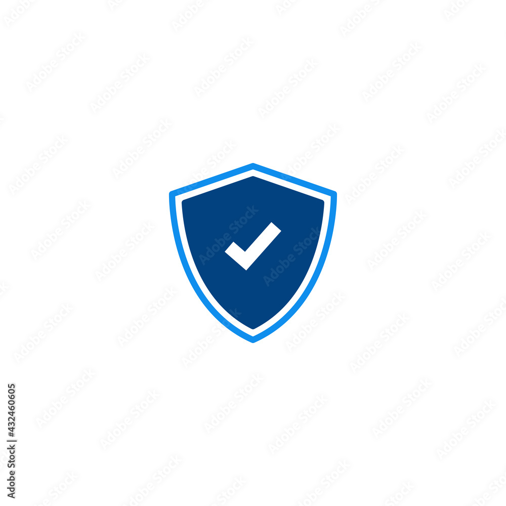 Poster shield with check mark flat icon vector for computer, web and mobile apps