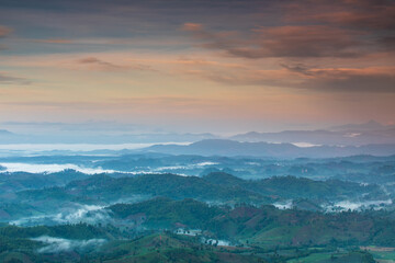 Landscape  on high mountain  in the morning at Doi-hua-mod, tak province, Thailand.