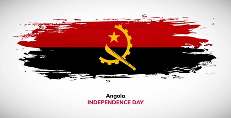 Happy independence day of Angola. Brush flag of Angola vector illustration. Abstract watercolor national flag background