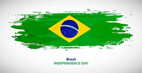 Happy independence day of Brazil. Brush flag of Brazil vector illustration. Abstract watercolor national flag background