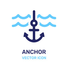 Anchor in sea. Nautical icon vector © Icons-Studio