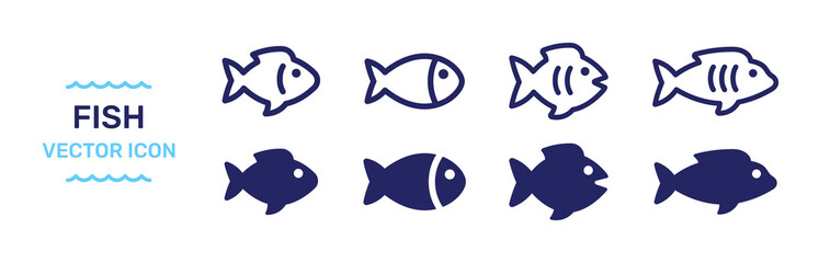 Obraz premium Fish icon vector isolated set