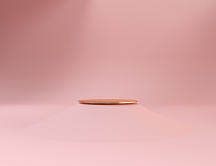 3D podium display . Abstract Minimal product promotion pedestal. Empty space for branding. Pastel coral pink background. Trendy modern 3D render illustration showcase.