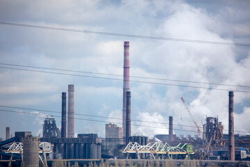 Fototapeta premium Pipes and smoke at a metallurgical plant.