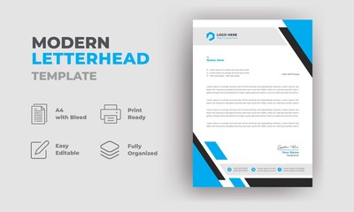 Abstract Corporate Modern Letterhead Template  Design for Your Business 