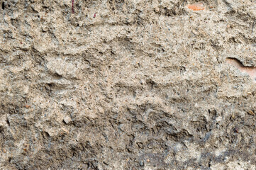 Hardened cement on the surface of a old wall