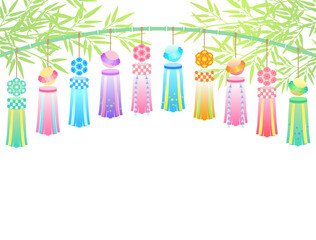 七夕の笹飾りのイラスト