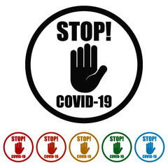 Stop Coronavirus19 sign color set