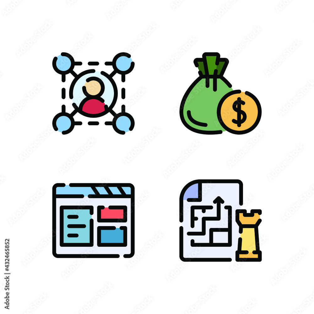 Canvas Prints vector illustration of network budget browser strategy lineal color icon