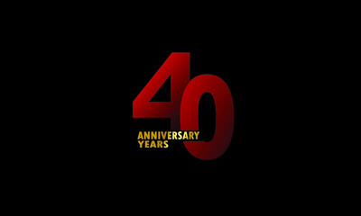 40 year anniversary red color, minimalist logo years, jubilee, greeting card. invitation on Grey background - Vector