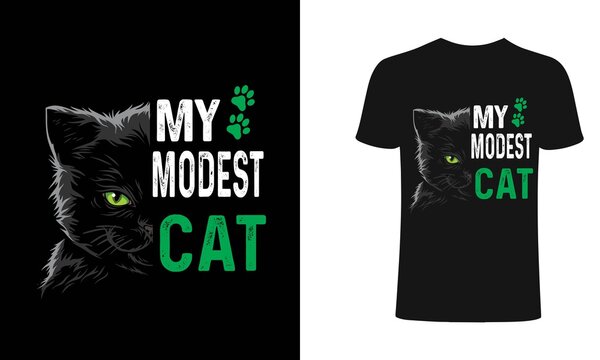 My modest cat t-shirt design template. modest cat T-Shirt. Print for posters, clothes, mugs, bags, greeting cards, banners, advertising.