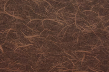 Fototapeta na wymiar 和紙テクスチャー背景(こげ茶色) 長い繊維が入った羊羹色の雲竜和紙
