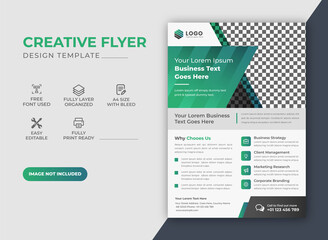 Creative Modern Clean Corporate Business Flyer Design  Template With Green Color scheme 