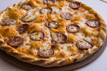 Fresh Italian pizza out of the oven