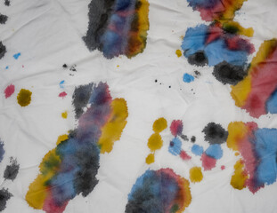 cloth with colored ink stains