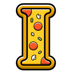 vector letter I. pizza fast food