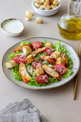 Caesar salad with chicken. Healthy eating. Diet. Recipes.