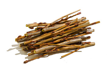 cut currant twigs close-up on a white background