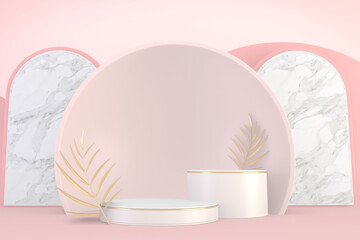 Mock up Minimal pink pedestal design for product show, 3D rendering