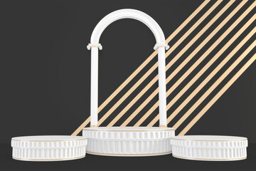3d rendering, Black Luxury Podium   on background black for show product.