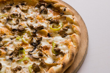 Fresh Italian pizza out of the oven