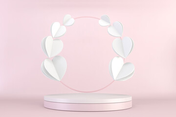 Mock up Minimal pink pedestal design for product show, 3D rendering