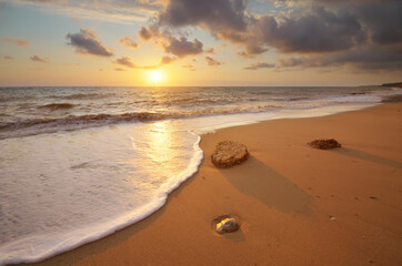 Beautiful seascape sunset on the sea