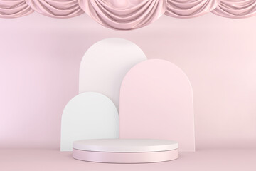 Mock up Minimal pink pedestal design for product show, 3D rendering