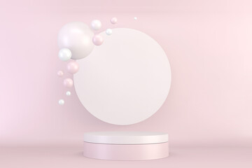 Mock up Minimal pink pedestal design for product show, 3D rendering