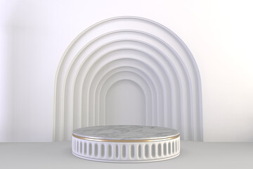 Obraz premium 3d rendering, Luxury Podium roman style on background white for show product.