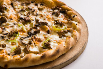 Fresh Italian pizza out of the oven