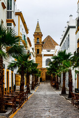 Street Virgen de la Palma with Church Nuestra Senora de la Palma. Cadiz, Andalusia, Spain. © Stanislav