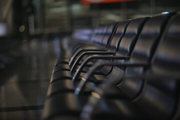 armchairs empty night airport, concept transportation waiting