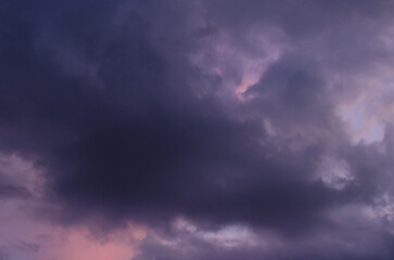 Abstract background of cloudy sunset sky blue hour.
